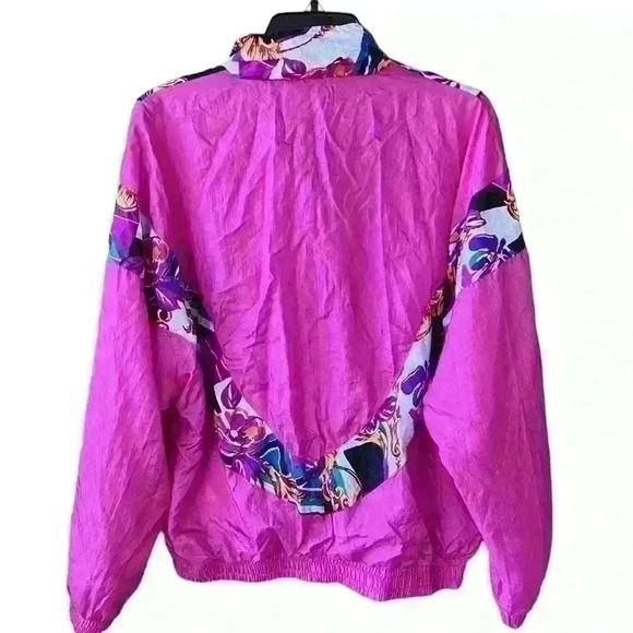 Vintage Basic Rituals Track Jacket Windbreaker Pink Color Block Floral M - Picture 8 of 11